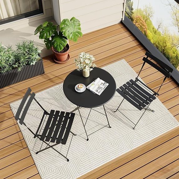 Bistro Set of 2 Folding Outdoor/Indoor Chairs and Table
