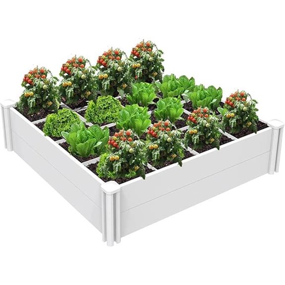 Raised Garden Bed Kit 4'x4' White Vinyl Planter Box