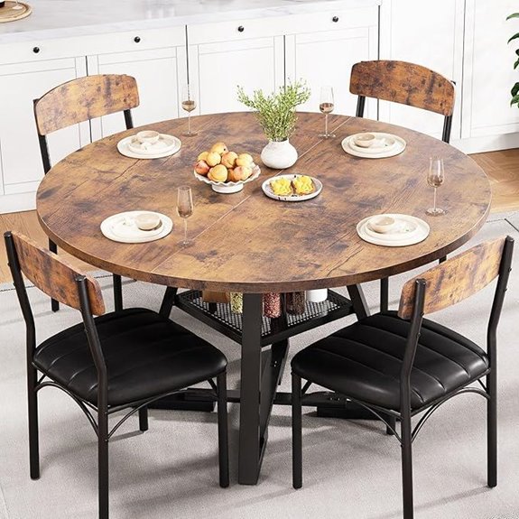 Round Dining Table Set for 4 with Chairs