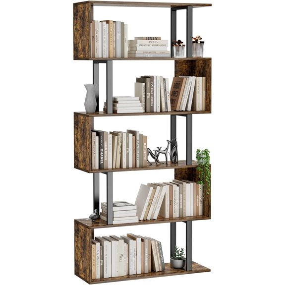 Gadroad 5-Tier Geometric Wood Bookcase