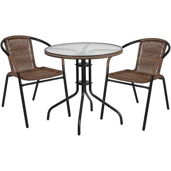 Flash Furniture Lila 28 Glass & Rattan Dining Set