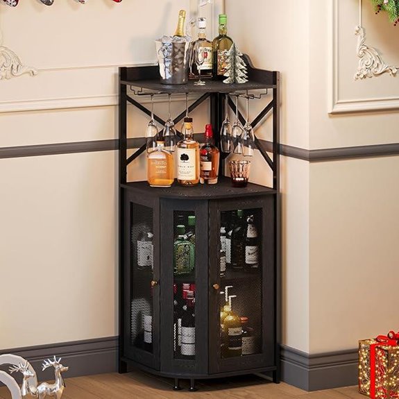 JKsmart Corner Bar Cabinet with Glass Holder
