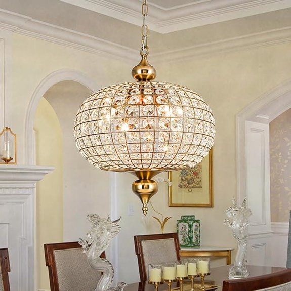 Gold Crystal Chandelier 16.5 Modern 4-Light Pendant