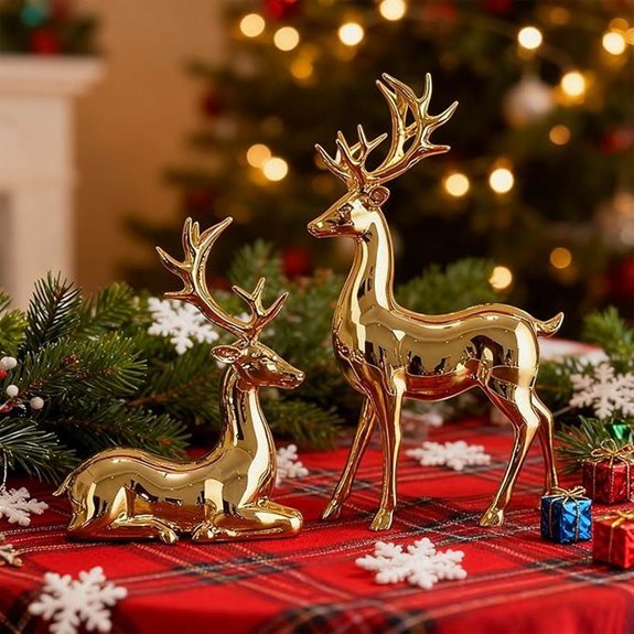 Christmas Deer Ornaments Set Gold European Style