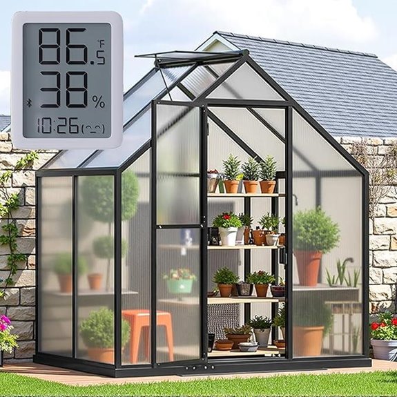 Small Greenhouse Walk-in Garden Planting with Thermometers