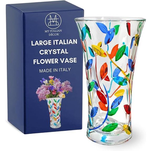 Large Flower Vase Hand Painted Tree of Life Pattern - Made in Italy