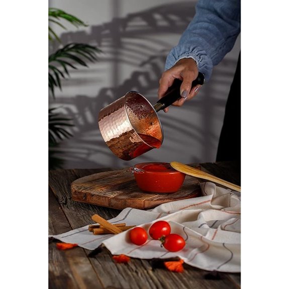 Demmex Handmade Copper Saucepan with Wooden Handle