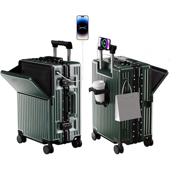 Zipperless Polycarbonate Carry-On Suitcase with Spinner Wheels