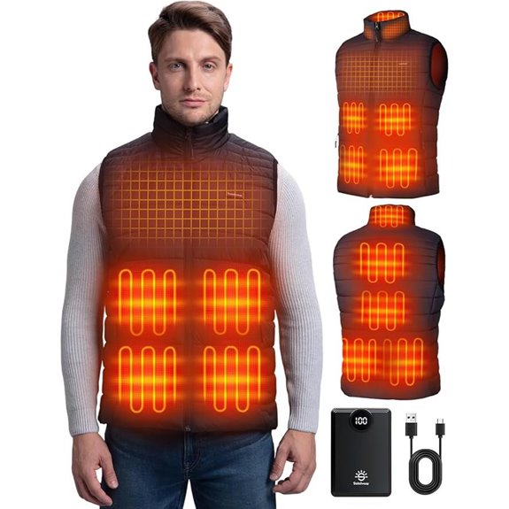 Heated Men’s Vest with 9 Zones and Rechargeable Battery