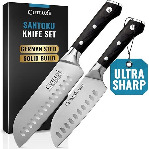 Cutluxe Santoku Knife Set with High Carbon Steel