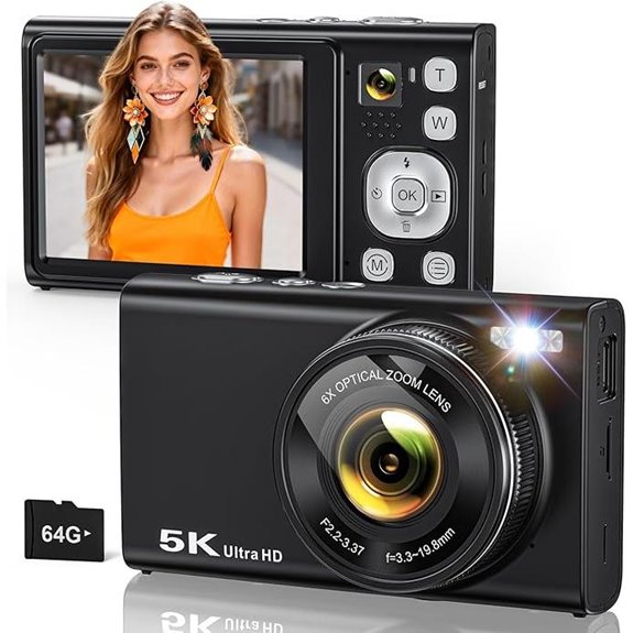 5K Digital Camera with 6X Zoom and 96MP