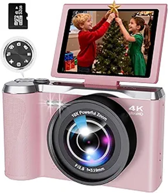 4K 56MP Vlogging Camera with Flip Screen and Zoom