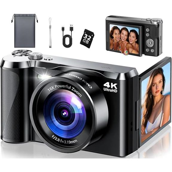 4K 56MP Vlogging Camera with Flip Screen & Zoom