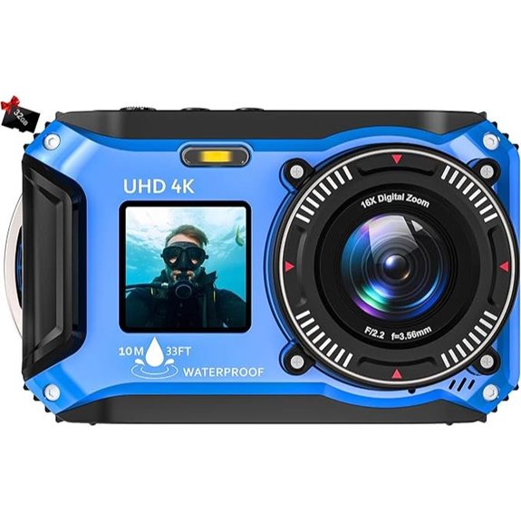 4K Waterproof Underwater Camera with Dual Screen