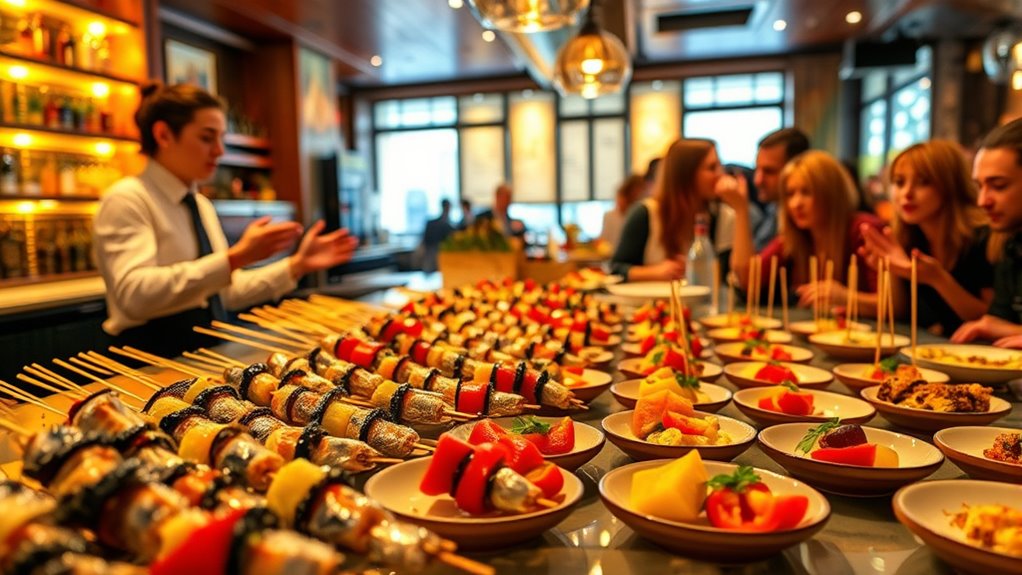 identify colorful skewered tapas