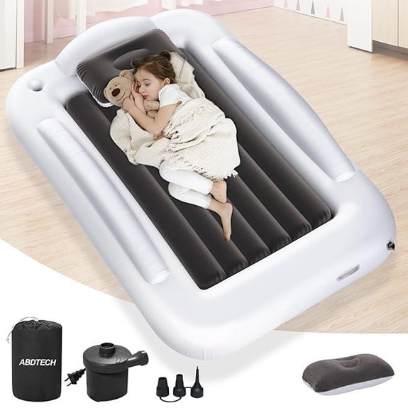 Inflatable Toddler Travel Bed with Pump and Safety Sides