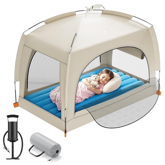 QPAU Inflatable Toddler Travel Bed with Tent