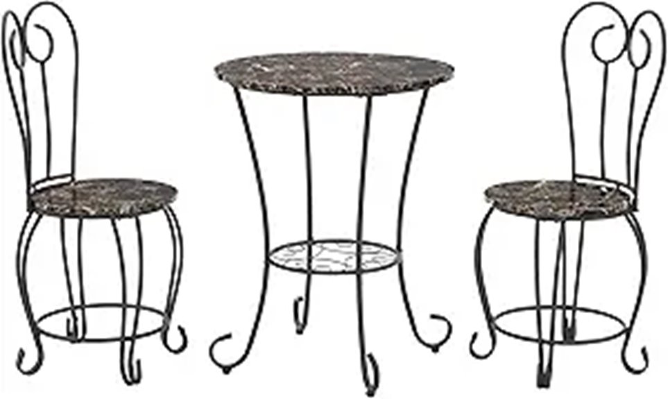 JOIN IRON 2-Piece Bistro Set with Marble Look