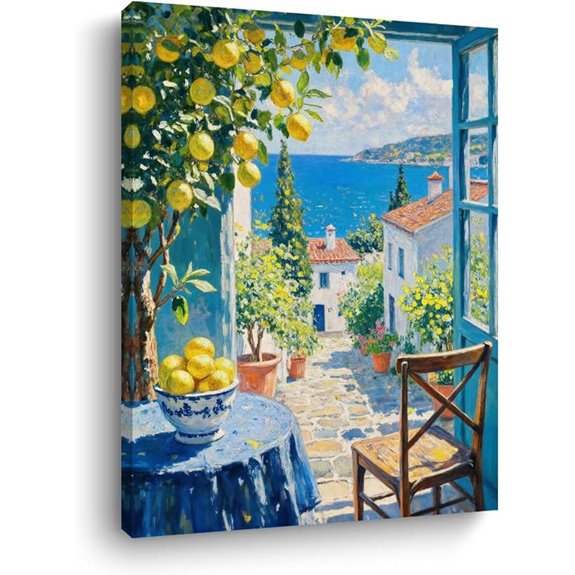 Italy Coast Watercolor Wall Art - Lemon Landscape Print