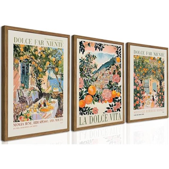 Italy Travel Wall Art Set of 3 Framed Canvas Prints