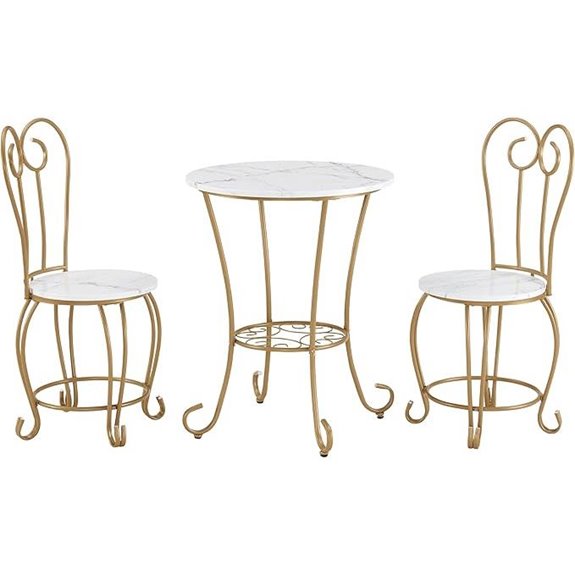 JOIN IRON Bistro Dining Set with Marble Look