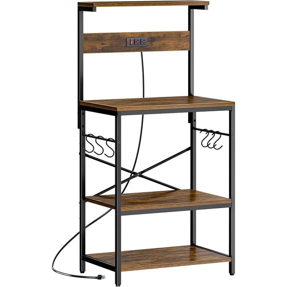 SUPERJARE Kitchen Bakers Rack with Power Outlet