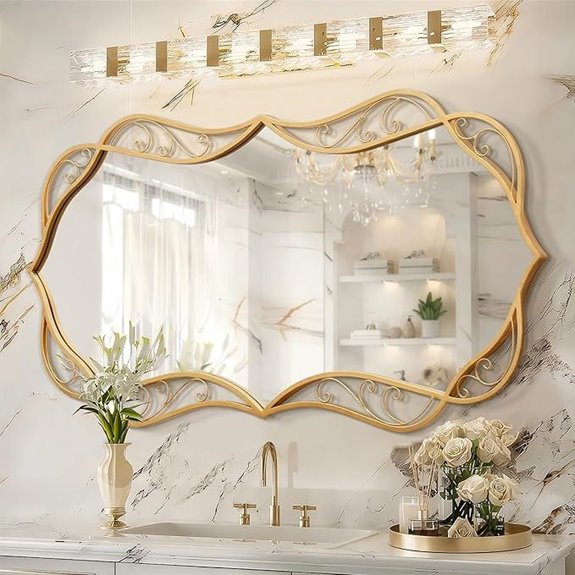 Besdomus Gold Large Mirror for Bathroom and Wall