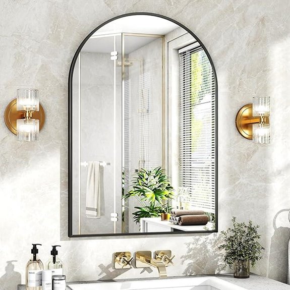 24 x 36 Black Arched Bathroom Mirror