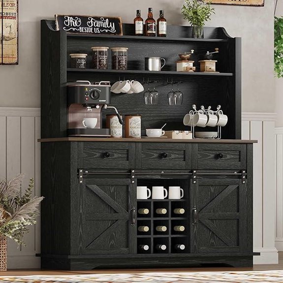63-Inch Farmhouse Coffee Bar Cabinet with Wine Storage