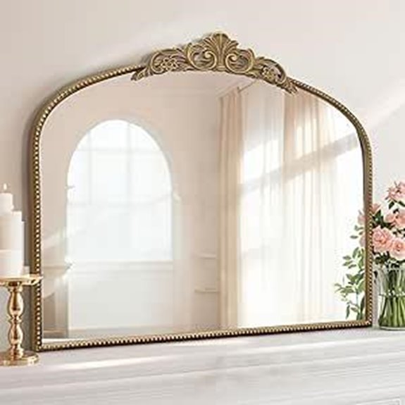 Micasso Large Gold Antique French Arched Mirror