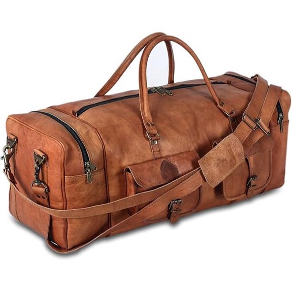Large 32-Inch Leather Travel Duffel Bag