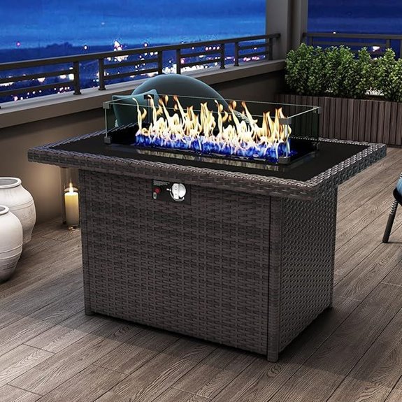 44 Inch Outdoor Propane Fire Pit with Wind Guard