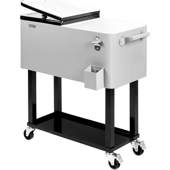 VINGLI 80 Quart Rolling Ice Chest Cooler Cart