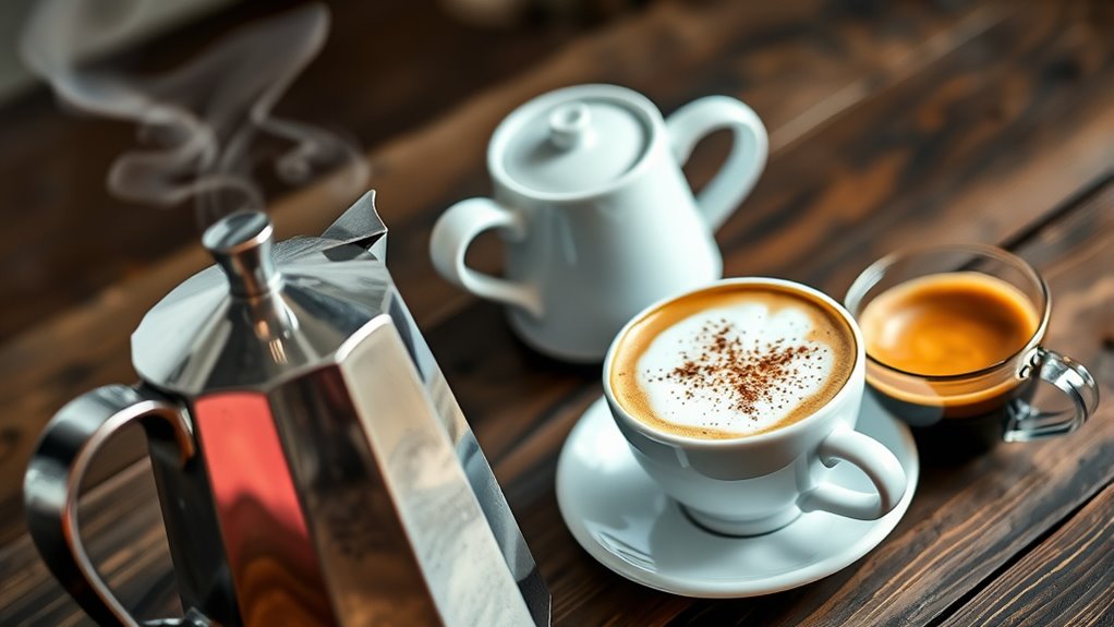 layered espresso and frothy milk