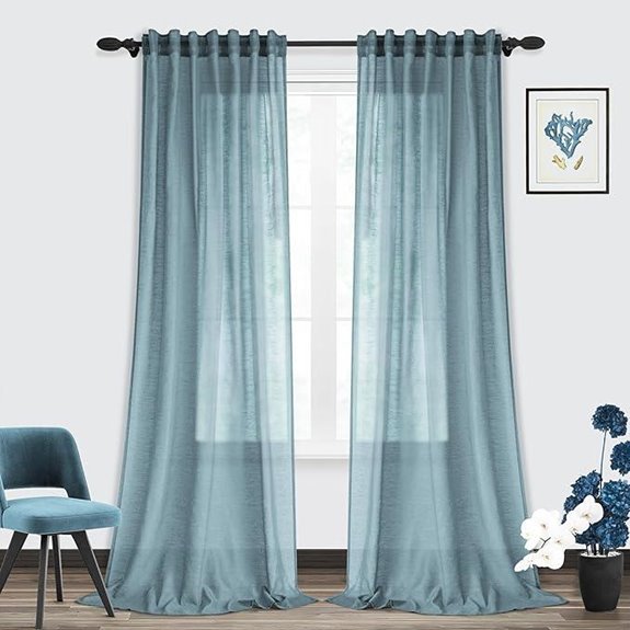 Light Blue Linen Curtains 90 Inches Farmhouse Style