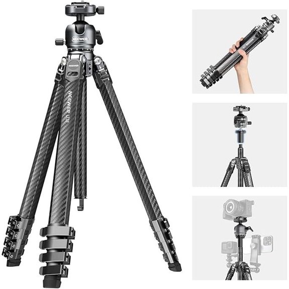 NEEWER LT38 Carbon Fiber Travel Tripod with Ball Head