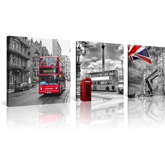 NAN Wind 3Pcs London Bus Wall Art Canvas Prints