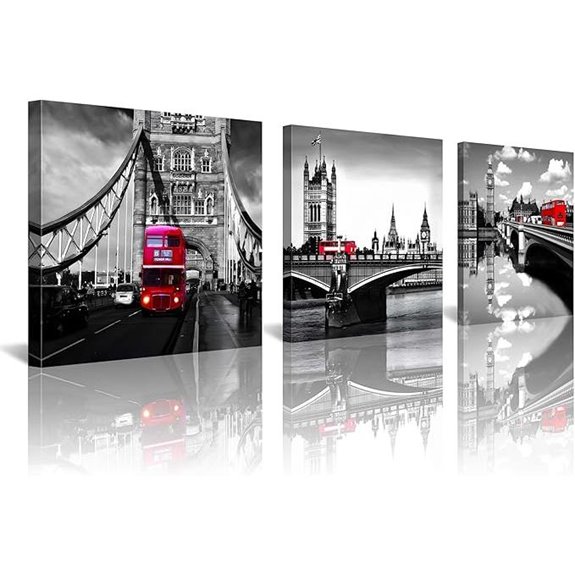 NAN Wind 3Pcs London Double Decker Bus Wall Art