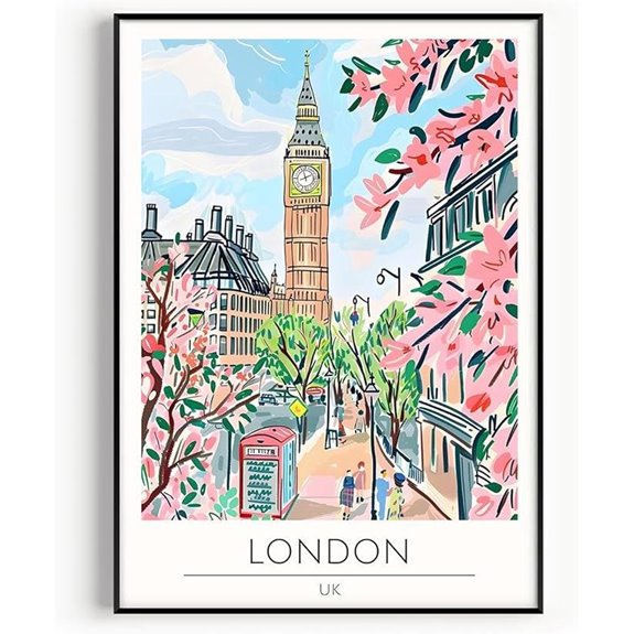 London Travel Poster Wall Art Boho Modern Watercolor