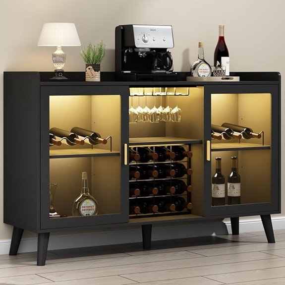 Loomie Wine Bar Cabinet with LED Light