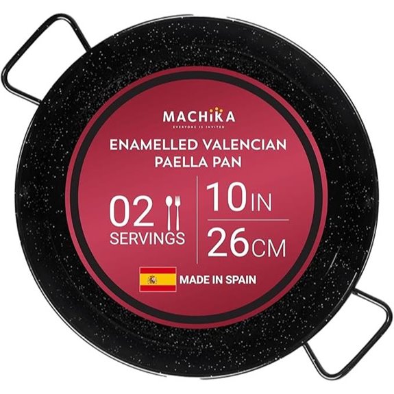 Machika Enamel Paella Pan 10-Inch Rust-Proof Indoor/Outdoor
