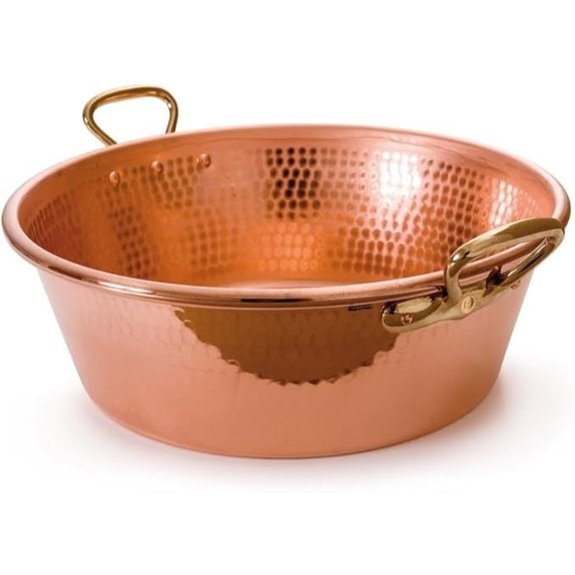 Mauviel Heritage 150 Copper & Stainless 3-Piece Cookware Set'Passion Copper Jam Pan with Brass Handles