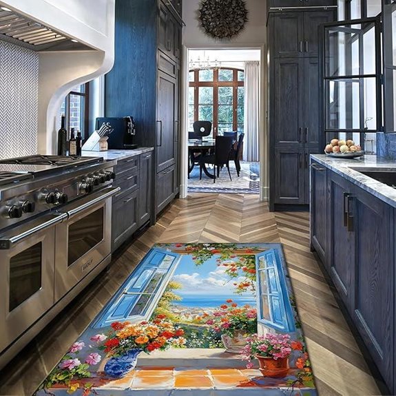 Mediterranean Indoor Rug with Floral Landscape 3’3”x5’3