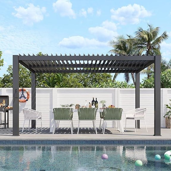 Aoxun 10x13 ft Metal Pergola with Adjustable Top