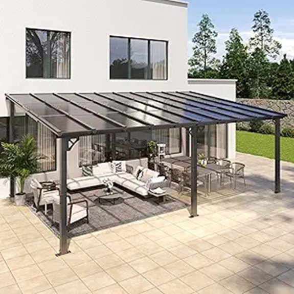 10x20FT Metal Pergola with Polycarbonate Roof