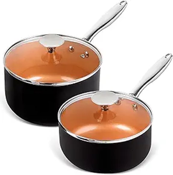 Michelangelo Copper Saucepan Set 2QT & 3QT Nonstick
