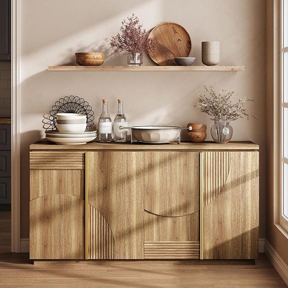 BELLEZE 62-Inch Mid-Century Wood Sideboard Buffet