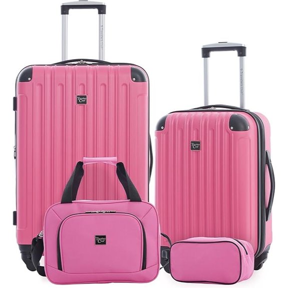 Travelers Club Midtown Hardside 4-Piece Luggage Travel Set Bubble Gum