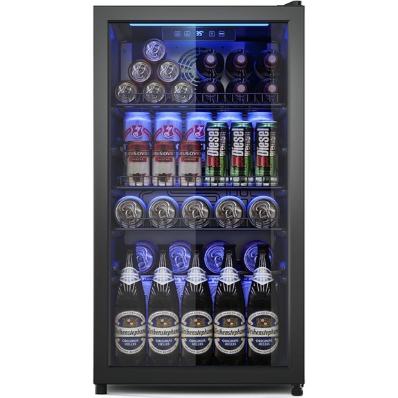Beverage Fridge 130 Can Mini Cooler with Glass Door