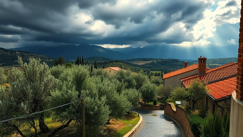 mixed warm and rainy conditions